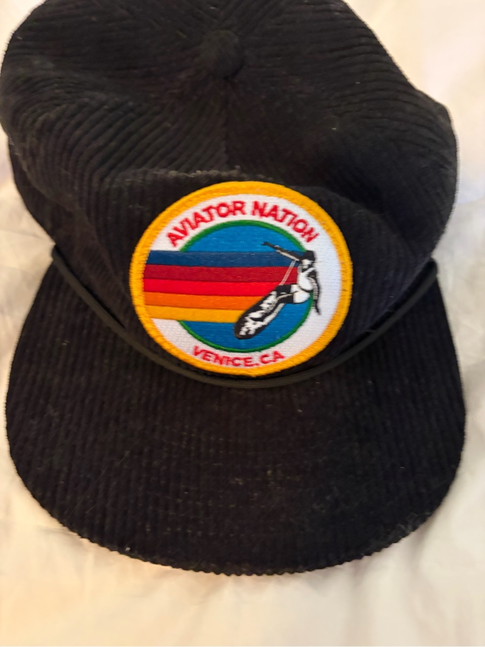Aviator Nation Signature Venice Black Corduroy Trucker Hat